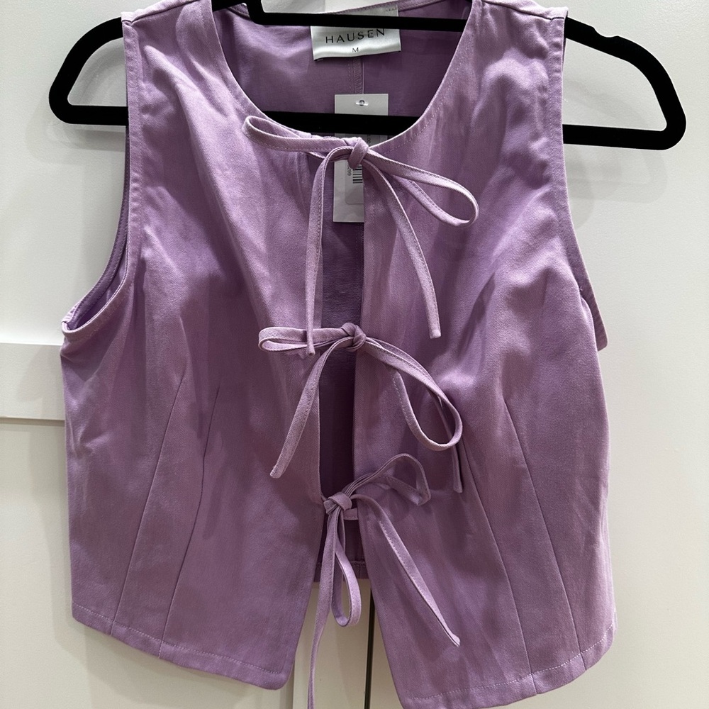 Hausen Lavender Tie-Front Tank Top